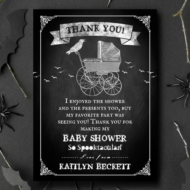 Vintage Barnvagn Halloween Baby Shower Tack Kort (Skapare uppladdad)