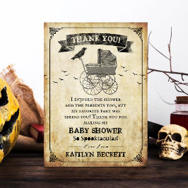 Vintage Barnvagn Halloween Baby Shower Tack Kort