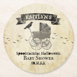 Vintage Barnvagn Halloween Baby Shower Underlägg Papper Rund