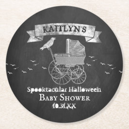 Vintage Barnvagn Halloween Baby Shower Underlägg Papper Rund