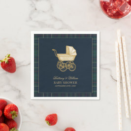 Vintage barnvagn Klassisk baby shower Pappersservett