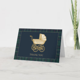 Vintage barnvagn Klassisk baby shower Tack Kort