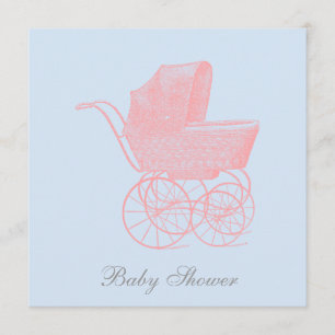 Vintage barnvagn Könsneutral baby shower Inbjudningar