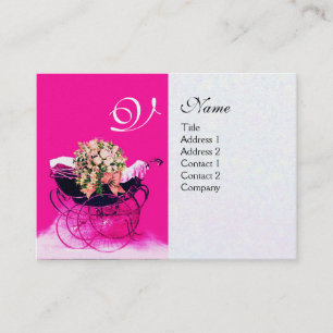 VINTAGE BARNVAGN MED BLOMMOR BABYSHOWER,pärlpappe Visitkort