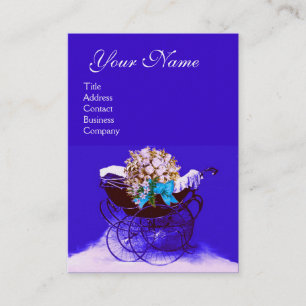 VINTAGE BARNVAGN MED BLOMMOR BABYSHOWER,pärlpappe Visitkort