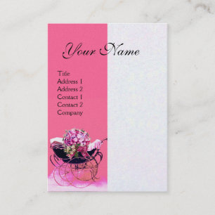 VINTAGE BARNVAGN MED BLOMMOR BABYSHOWER,pärlpappe Visitkort