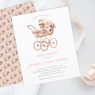 Vintage barnvagn Neutrala Par Babyshower
