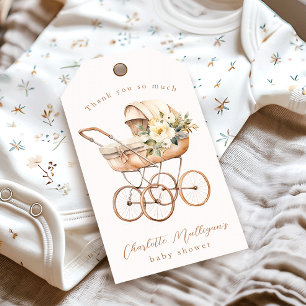 Vintage barnvagn Neutralt presentkort för baby sho Presentetikett