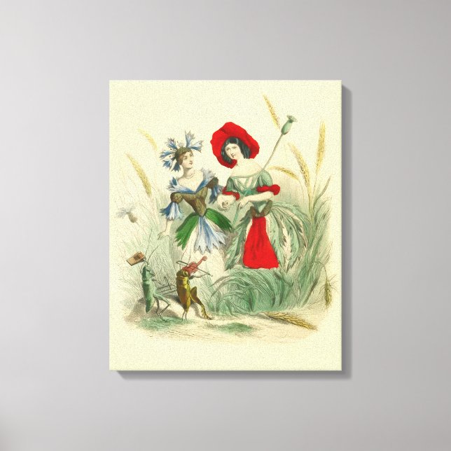 Vintage barnvattenfärgstryck av blommor canvastryck (Framsida)