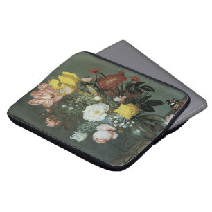 Vintage Barock, Blomsterbukett i Glasvas Laptop Sleeve