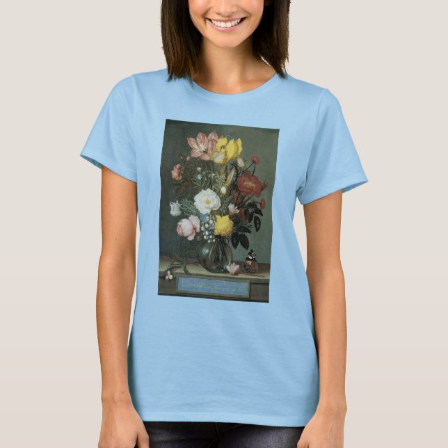 Vintage Barock, Blomsterbukett i Glasvas Tee Shirt (Framsida)