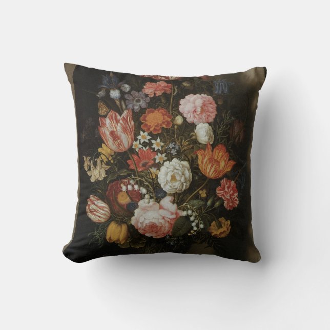Vintage Barock, Blomsterstycke av Bosschaert, äldr Kudde (Framsida)