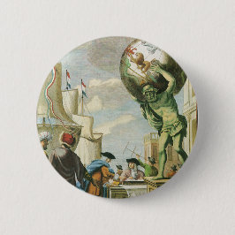 Vintage barock era atlas frontespis världskarta knapp