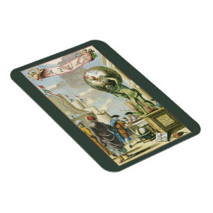 Vintage barock era atlas frontespis världskarta magnet