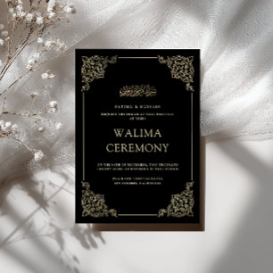 Vintage Barock Guld Skript Svarts Valima Ceremoni Inbjudningar