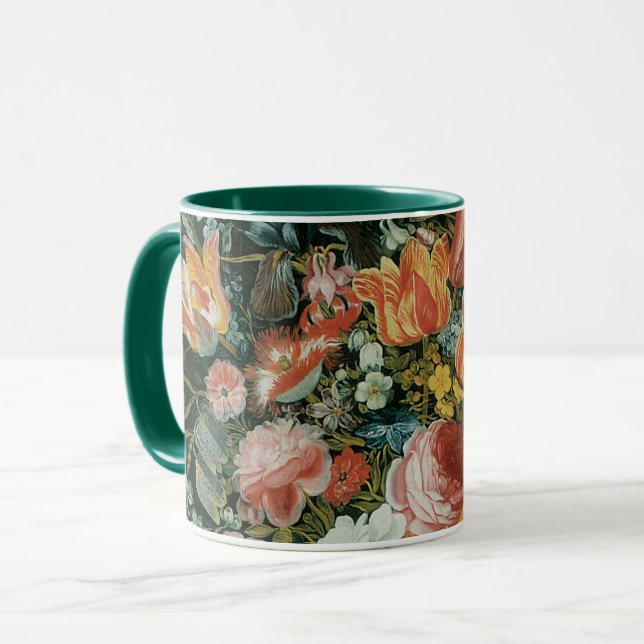 Vintage Barock Stilleben Blommor i en Vas Mugg (Framsida vänster)