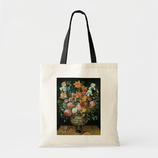 Vintage Barock Stilleben Blommor i en Vas Tygkasse (Framsidan)