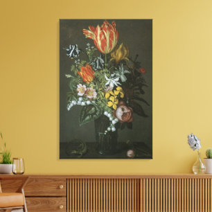 Vintage Barock, Stilleben Blommor i Vas Canvastryck