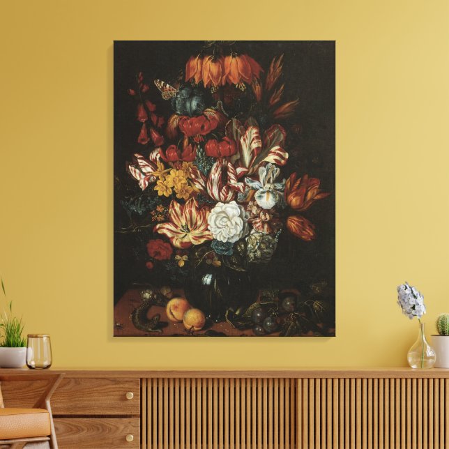 Vintage Barock, Stilleben Blommor i Vas Canvastryck (Insitu (Vardagsrum))