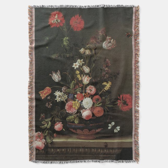 Vintage Barock Stilleben Blommor i Vas Filt (Framsidan Vertikal)