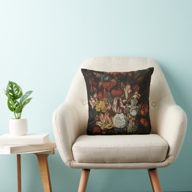 Vintage Barock, stilleben blommor i vas Kudde (Stol)