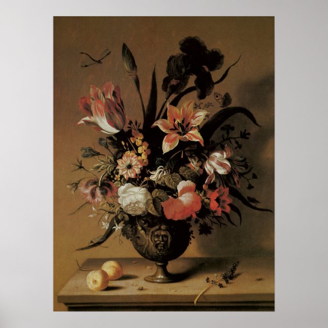 Vintage Barock, Stilleben Blommor i Vas Poster (Framsidan)