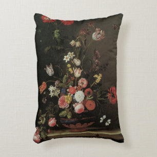 Vintage Barock Stilleben Blommor i Vas Prydnadskudde