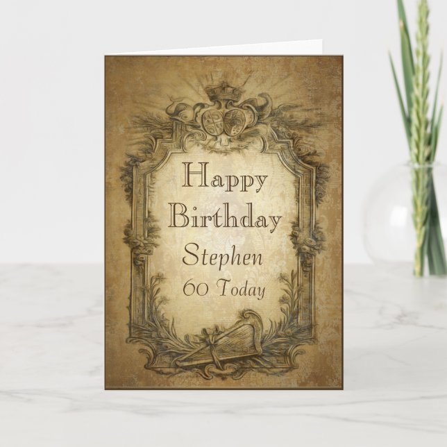Vintage Baroque Birthday Card Kort (Framsida)