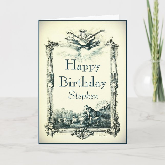 Vintage Baroque Birthday Card Kort (Framsida)