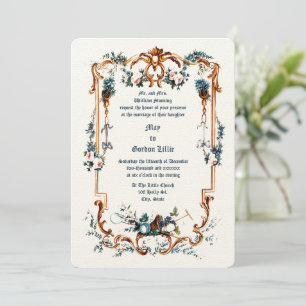 Vintage Baroque Blommigt Ram av Jean-Baptiste Huet Inbjudningar