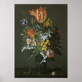 Vintage Baroque, Blommigt still Life Flowers i Vas Poster