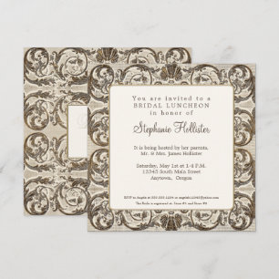 Vintage Baroque Elegant Golden Snäcka Möhippa Inbjudningar