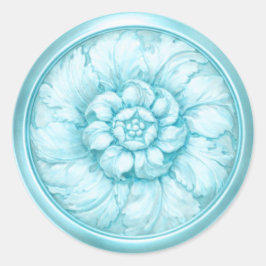 Vintage Baroque Embossed Look Blue Runt Klistermärke