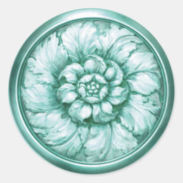 Vintage Baroque Embossed Look Blue Runt Klistermärke