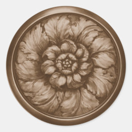 Vintage Baroque Embossed Look Seal Chocolate Runt Klistermärke