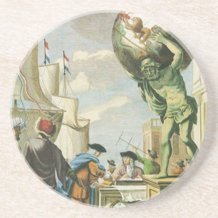 Vintage Baroque Era Atlas Frontispiece World Globe Underlägg