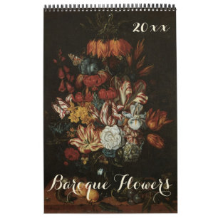 Vintage Baroque Fine Art, stilla Life Flowers Kalender