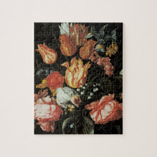 Vintage Baroque Flowers, Tulips och Ro i Vas Pussel