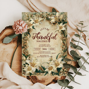 Vintage Baroque Lily Thanksgiving Middag Inbjudningar