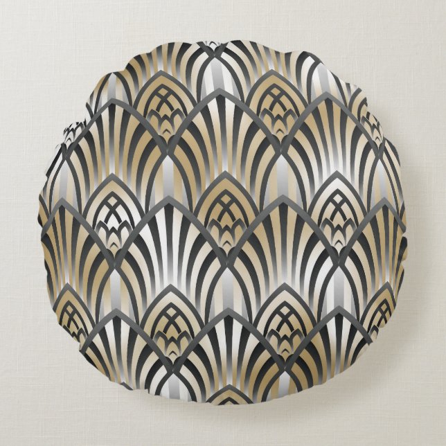 Vintage Baroque: Ornamental Seamless Mönster Rund Kudde (Framsidan)