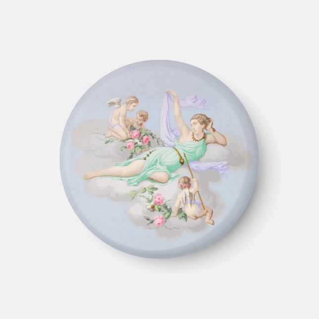 Vintage Baroque Pastel Änglar Magnet (Framsidan)