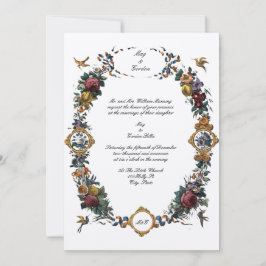 Vintage Baroque Rococo Blommigt Cartouche Inbjudningar