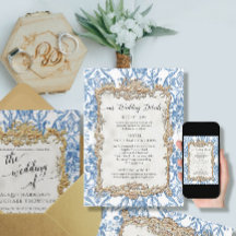 Vintage Baroque Rococo Blue White Blommigt Informa