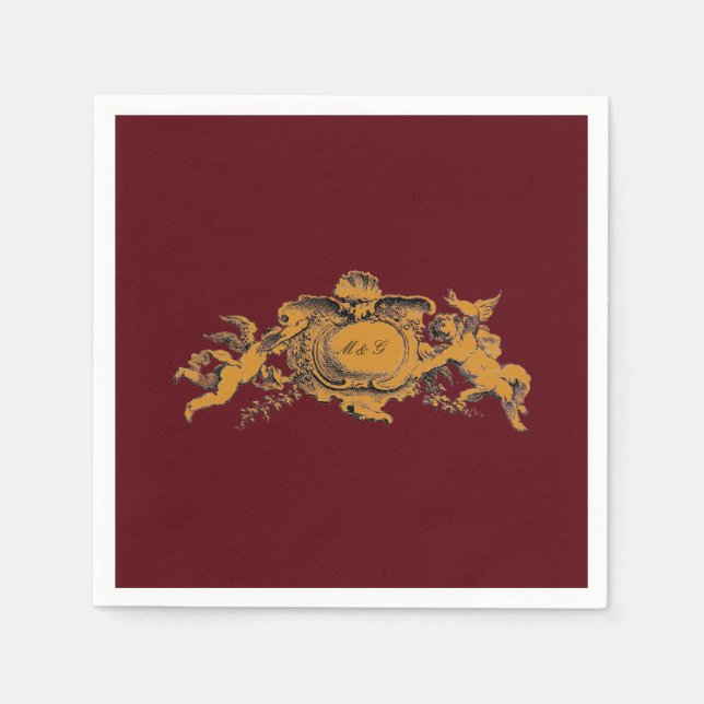 Vintage Baroque Rococo Border with Hearts Pappersservett (Framsidan)