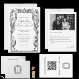 Vintage Baroque Statue Fine Art Renaissance Inbjudningar