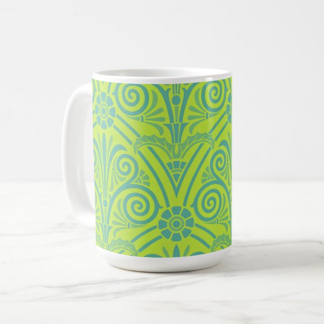 Vintage Baroque Stil Lime Green Blue Mugg Kopp (Framsida vänster)