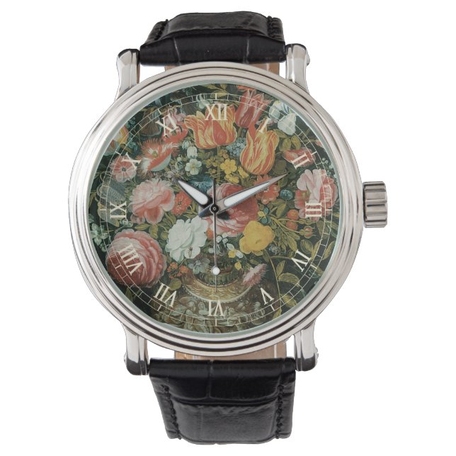 Vintage Baroque still Life Flowers i Vas Armbandsur (Framsida)