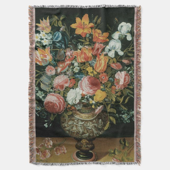 Vintage Baroque still Life Flowers i Vas Filt (Framsidan Vertikal)