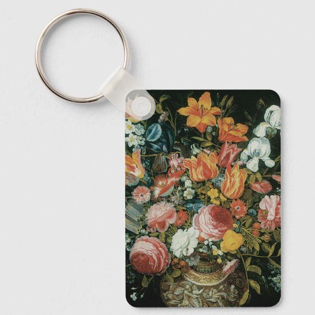 Vintage Baroque still Life Flowers i Vas Nyckelring (Framsida)