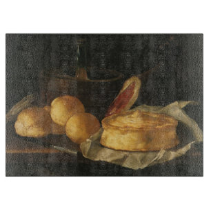Vintage Baroque still Life with Bread, Tart, Ham
